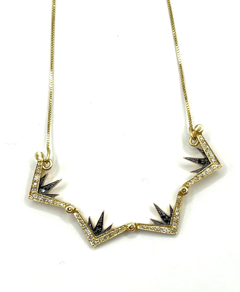 14K Gold & Black Diamond Star Of Bethlehem Opening Magnetic Necklace